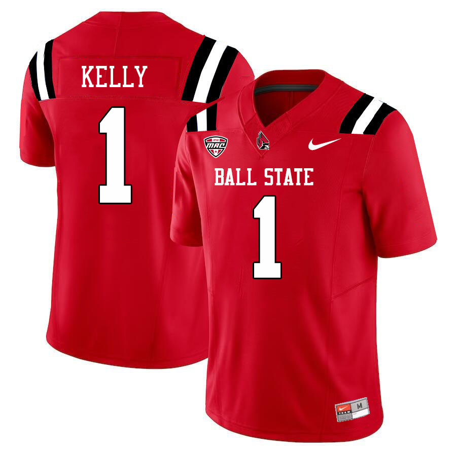 Ball State Cardinals #1 Kiael Kelly College Football Jerseys Stitched Sale-Cardinal